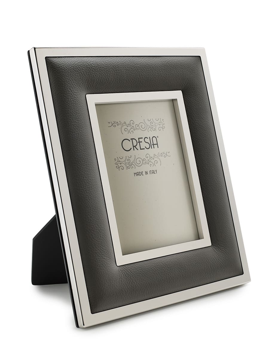 Portafoto in pelle grigio scura