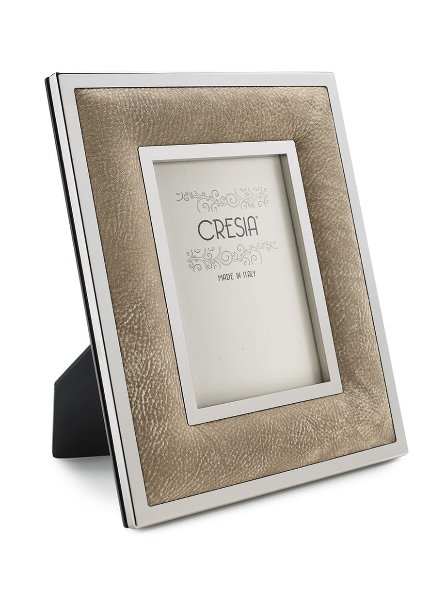 Portafoto in pelle beige vintage