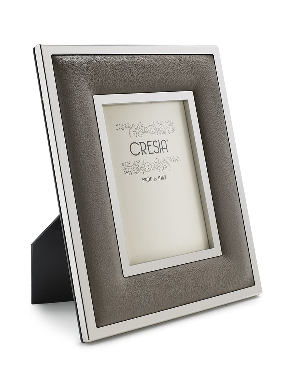 Portafoto in pelle tortora